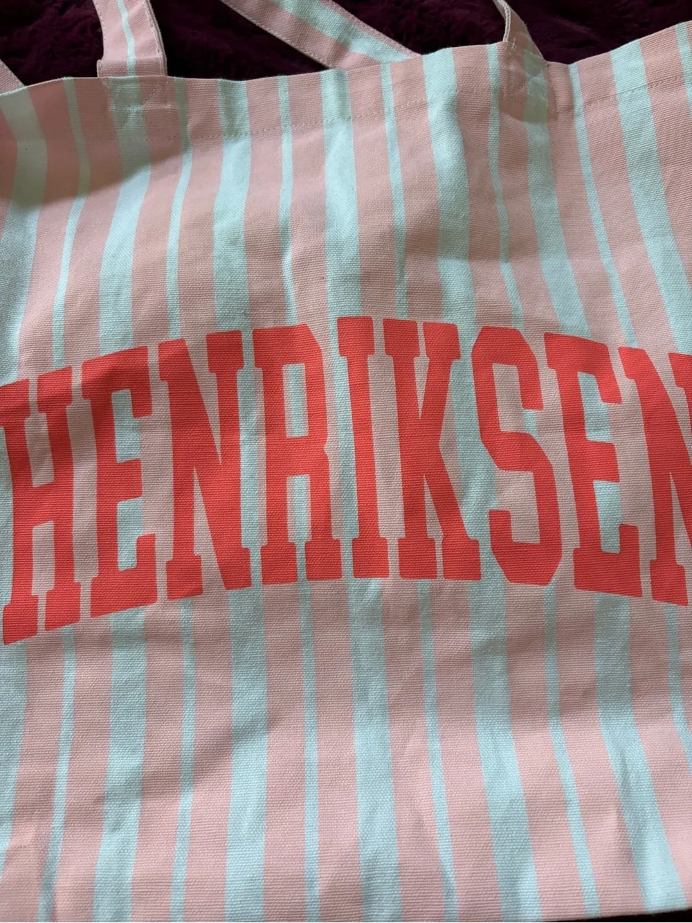 Henriksen Pink Stripe Canvas Tote Bag never used
